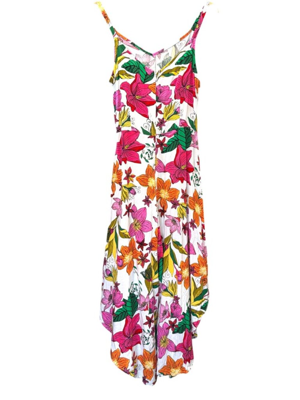 Floral Asymmetrical Hem Spaghetti Strap Dress By Ivy Street Size L Multicolor - Picture 3 of 3